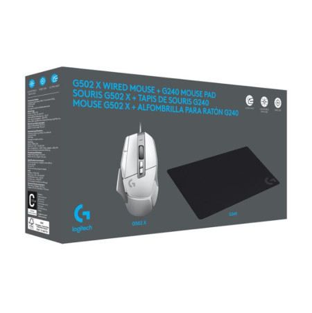 LOGITECH G502 X Gaming White + G240 Gaming Mouse Pad 991-000490