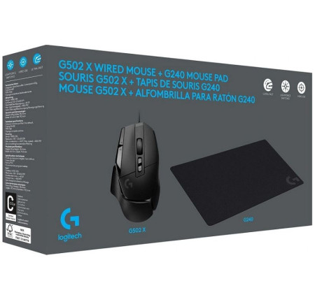 LOGITECH G502 X Gaming Black + G240 Gaming Mouse Pad 991-000489