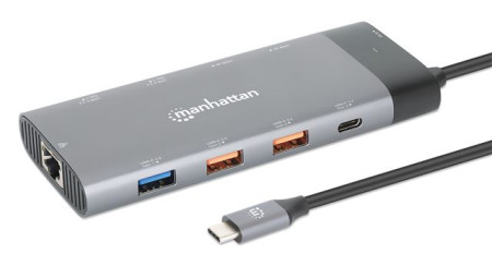 Manhattan USB-C PD 10-in-1 Dual Monitor 8K Docking Station  Multiport Hub