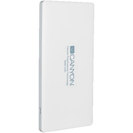 CANYON Power bank 5000mAh (Color: White), bulit in Lithium Polymer Battery ( CNS-TPBP5W ) 