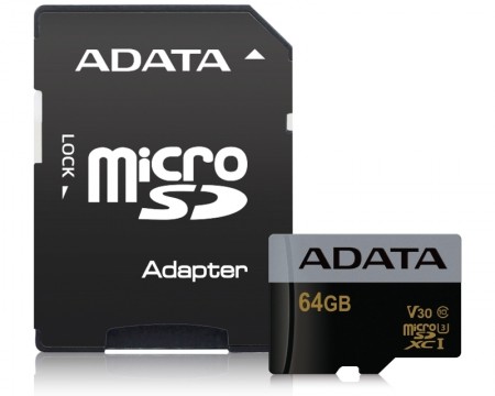 A-DATA UHS-I MicroSDXC 64GB V30G class 10+ad AUSDX64GUI3V30G-RA1