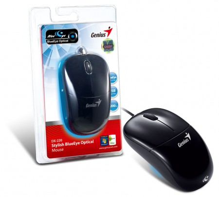 Mouse USB Genius DX-220 Blue Eye 1200dpi Black