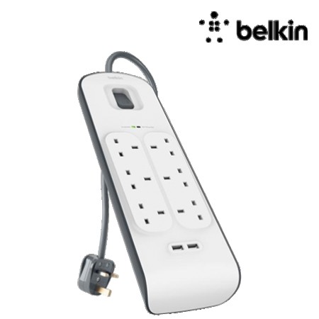 Belkin produžni kabl 8 izlaza, 650J, 2m, 2 x USB (  ) 