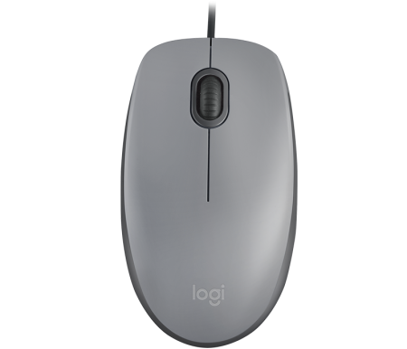 Logitech M110 Silent Optical Corded Mouse, Top Gray, New