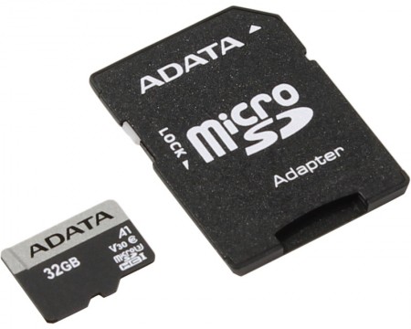 A-DATA UHS-I U3 MicroSDHC 32GB V30S class 10 + adapter AUSDH32GUI3V30SA1-RA1