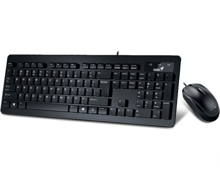 GENIUS SlimStar C130 USB US crna tastatura+ USB crni miš ( 1483 )