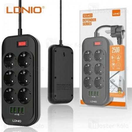 Produžni kabl 6R2m + 4xUSB crni LDNIO ( 25671 )