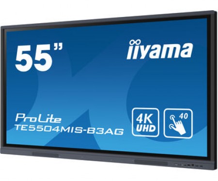 IIYAMA 55'' iiWare9 , 40-Points Touch Screen with zero bonding, 3840x2160, UHD IPS panel, Metal Housing, Fan-less, Speakers, VGA, HDMI 3x, U