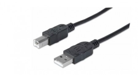 MANHATTAN kabl USB 2.0, A-MuškiB-Muški, 3m, crni