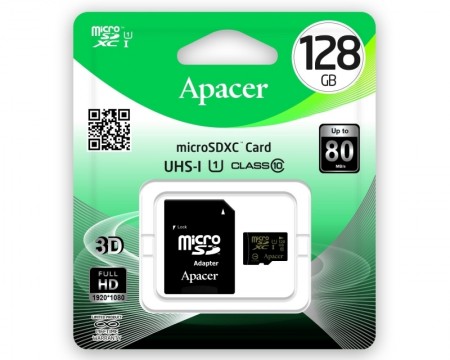 APACER UHS-I MicroSDXC 128GB class 10 AP128GMCSX10U1-R