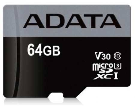 A-DATA UHS-I U3 MicroSDXC 64GB V30S class 10 AUSDX64GUI3V30S-RA1