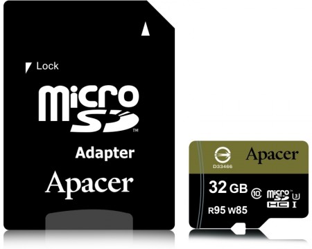 APACER UHS-I U3 MicroSDHC 32GB class 10+ad AP32GMCSH10U4-R