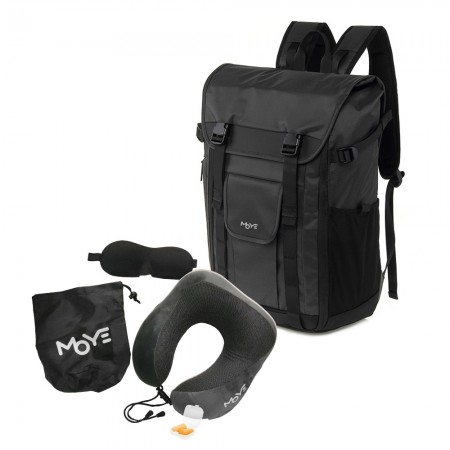 MOYE Trailblazer 17.3'' Backpack Black O4 + Neck Pillow Grey