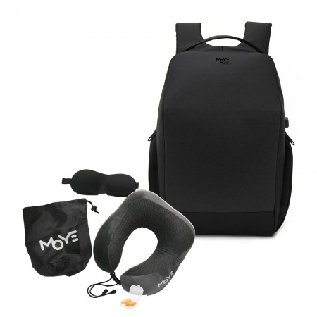 MOYE Trailblazer 15.6'' Backpack Black O8 + Neck Pillow Grey