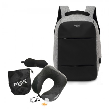 MOYE Trailblazer 15.6'' Backpack Grey/Black O6 + Neck Pillow Grey