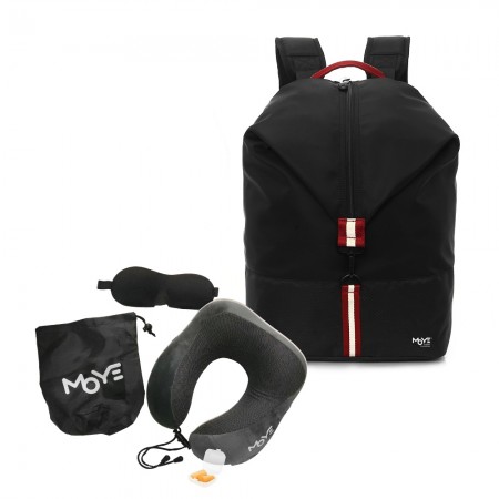 MOYE Trailblazer 13.3'' Backpack Black O7 + Neck Pillow Grey