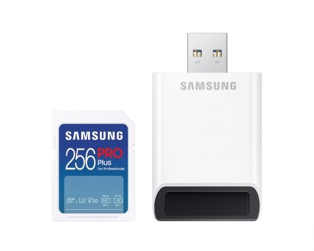 SAMSUNG PRO PLUS Full Size SDXC 256GB U3 + Card Reader MB-SD256SB