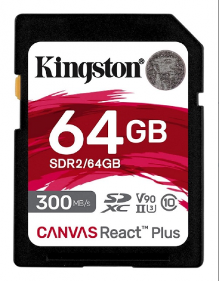 64GB KINGSTON Canvas React Plus SDXC Class 10 UHS-II U3 V90 SDR2/64GB