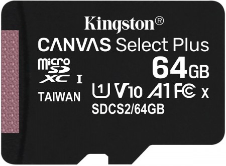 KINGSTON 64GB Canvas Go! Plus Class 10 UHS-I U1 V10 SDCS2/64GBSP