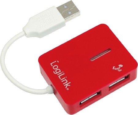 Logilink Adapter USB 2.0 na Hub 4-Port,Smile,Crveni