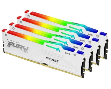 KINGSTON DIMM DDR5 128GB 4x32GB 5200MTs KF552C40BWAK4-128 FURY Beast White RGB XMP