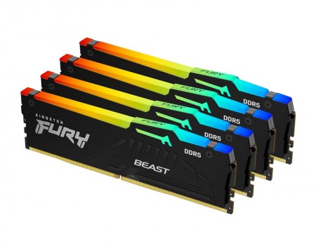 KINGSTON DIMM DDR5 128GB 4x32GB 5200MTs KF552C40BBAK4-128 FURY Beast Black RGB XMP