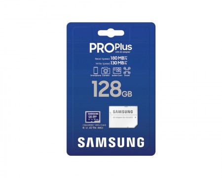 SAMSUNG PRO PLUS MicroSDXC 128GB U3 Blue + SDXC Adapter MB-MD128SB